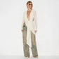 Woman Sheer Mesh Blouses Shirts Elegant Sexy Draped Front Long Sleeve Deep V Neck Backless Tops Fall 2026