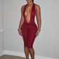 Halter Deep v-Neck Playsuit Women Folds Bandge Bow Tassel Peach Butt Backless Sleeveless Sexy Midnight Hottie Outfit