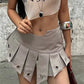 Fashion Hottie Irregular Skirts Women Summer Sexy Metal Hollow Patchwork Ruched Chic Midnight High Street Club Mini Skirt