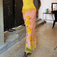 Vintage Floral Print Bodycon Long Skirt Women Polka Dot Lace Spliced Hem High Waist Mermaid Midi Skirt Casual Beachwear