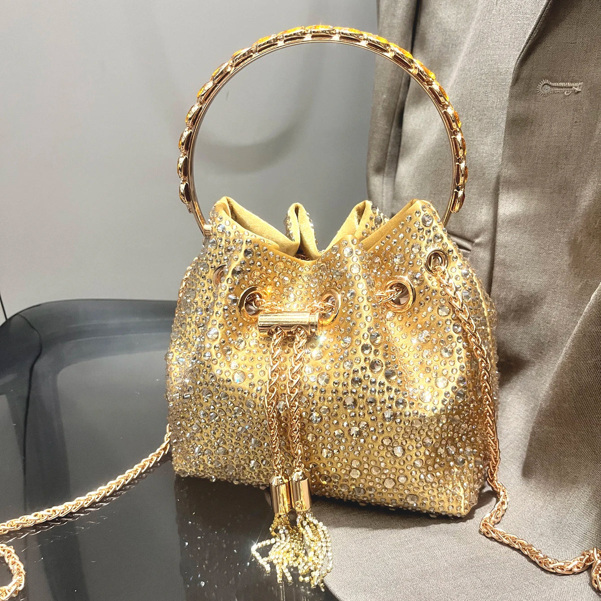 Rhinestones Evening clutch Bag Purses and handbag luxury Designer shoulder bag Shiny Crystal Clutch purse bucket bag