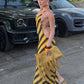 Sexy Cross Backless Dress Women Fashion Striped Print Bead Patchwork Sleeveless Hottie Beach Vacation Party Bodycon