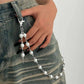 Creative Unique Imitation Pearl Jeans Pants Chain for Women Retro Hip Hop Bag Wallet Keychain Men Jewelry Accessories