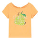 Women's Cropped Short Sleeve Tee with Pear Letter Embroidery, Hollow Twist Neck Slim Fit Top for Summer