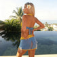Blue and Yellow Hollow Knit Two Piece Set Woman Summer Beach Outfits 2026 Sexy Halter Top Skirt Matching Sets