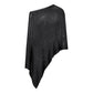 Fashion Women's Sheer Ponchos Off Shoulder Solid Color Asymmetrical Shaw Wrap T-Shirts Oversized Knit Tops