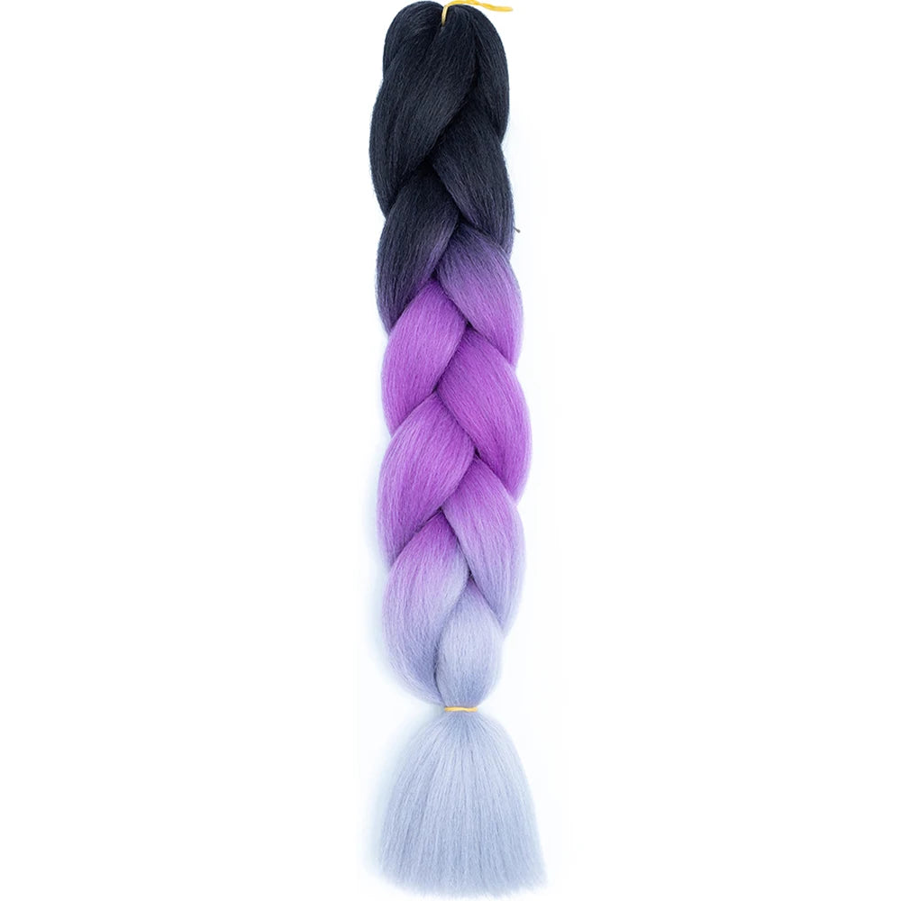 24 Inch Jumbo Box Braids Extensions Synthetic Braiding Hair DIY Hair Braids For Children Pink Purple Yellow Gray