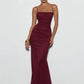 Spaghetti Strap Backless Sexy Maxi Dress Women Elegant Square Collar Sleeveless Bodycon Club Party Mermaid Long Dress