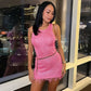 Tassel Sleeveless Mini Dress Hot Pink Knitted Sheer Summer Dresses 2024 Sexy Women Night Club Outfits