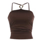 Halterneck Tank Tops for Women Clothing Fashion Sexy Brown Backless Camis Summer 2026