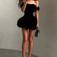 Fine Glitter Christmas Dress Women Slash Neck Sleeveless Fluffy Hem Folds Slim Fashion Sweet Elegant Party Mini Bodycon
