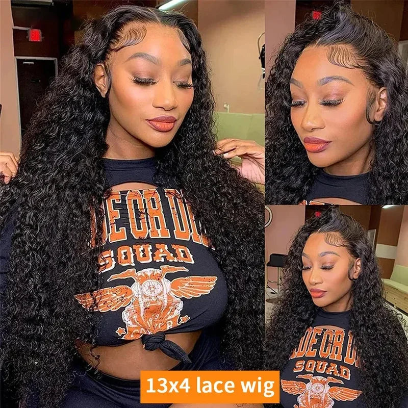 Transparent Lace Deep Wave Frontal Wig Jerrly Curly Lace Front HumanHair Wig For Deep Curly Water Wave Wig
