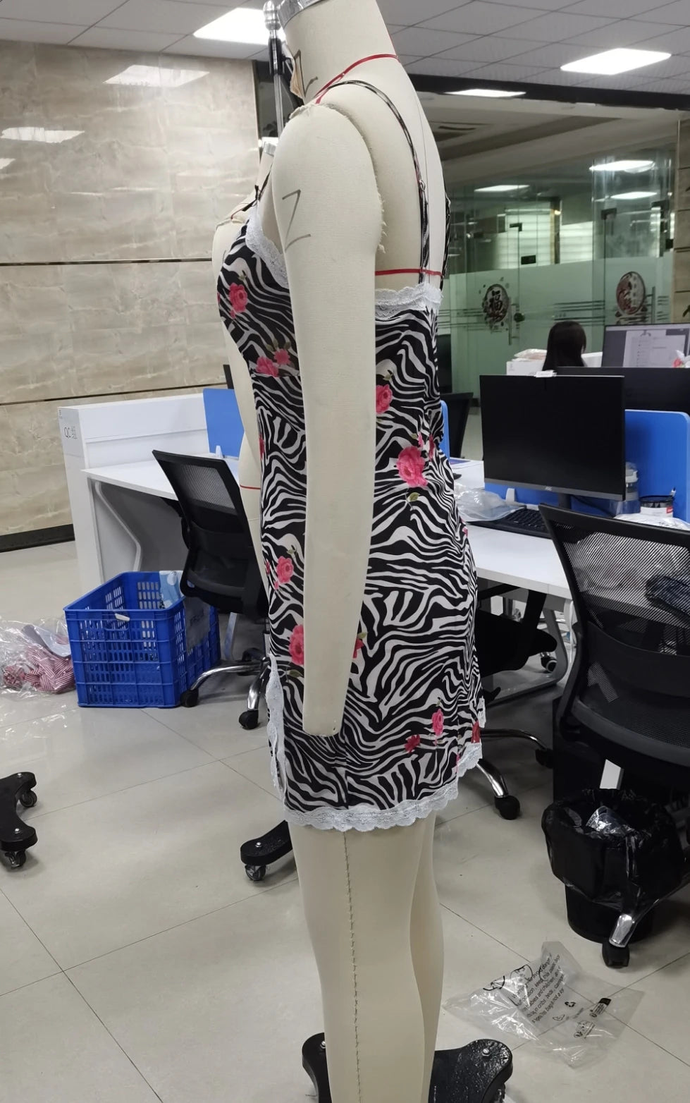 Zebra Stripes Floral Print Mini Dress Sexy Women Lace Patchwork Sleeveless Party Dress Summer Holiday Beachwear