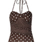 Brown Polka Dot Print Backless Halter Tops Women's Tanks Camis Summer 2026 Fashion Clothes