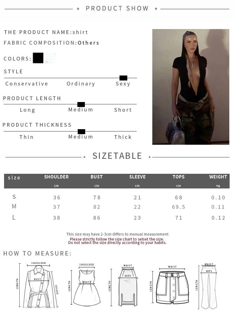 Hip-Hop Style Sexy Fashion Bodysuits Woman Deep V-Neck Short Sleeve Skinny Stretch Hot Girls High Street Classic Bodycon