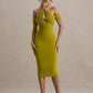Hollow Out Halter Backless Sexy Midi Dress Women Fashion Off-shoulder Sleeveless Skinny Club Party Long Dress Elegant