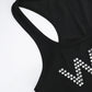 Rhinestone Wet Sleeveless Flare Jumpsuits Black One Piece Clothes Sexy Jumpsuit for Womens 2024 Club Outfits