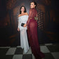 See Through Mesh Dress Suits for Woman Club Outfits Turtleneck Long Sleeve Bodysuit Top Furry Split Long Skirt