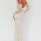 Floral Lace Slim Elegant Dresses For Women V Neck Off The Shoulder Long Sleeve High Waist Bodycon Dress Party Clubwear
