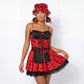 Women German Bavarian Dirndl Costume Polka Dot Beer Maid Mini Dress Ruffled Apron Hat Set German Carnival Party Outfit
