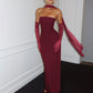 Mesh Sleeve Scarf Backless Split Maxi Dress Birthday Sexy Elegant Evening Gown Cocktail Party Dresses