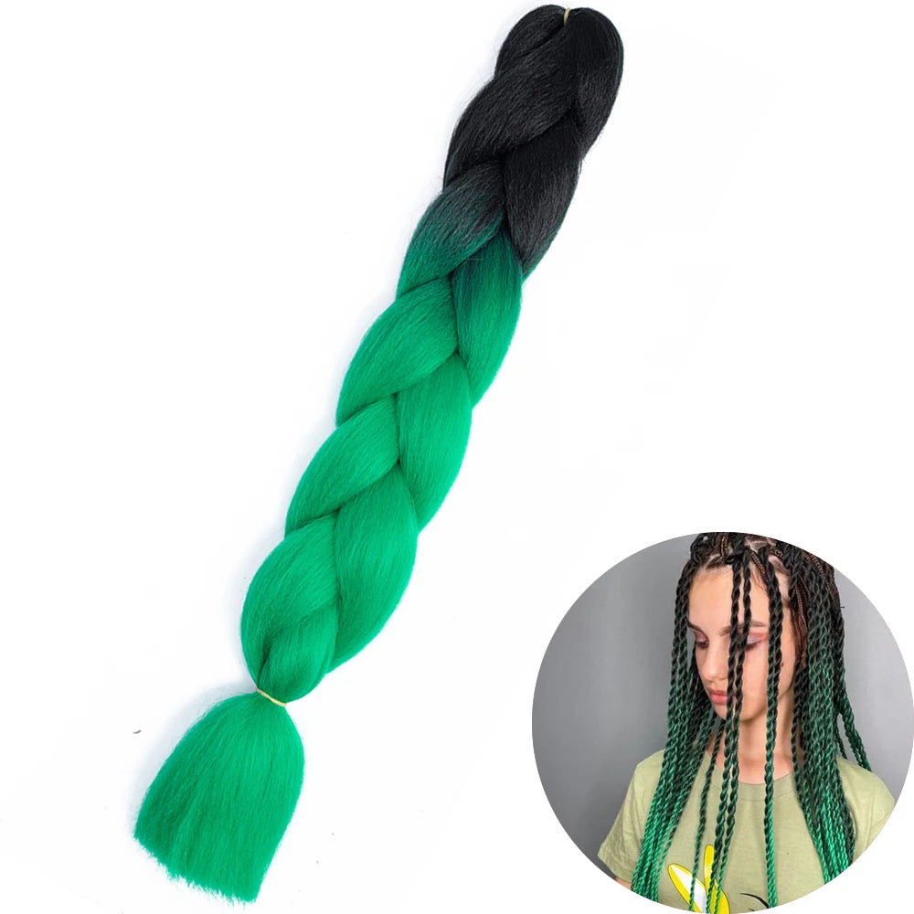 Synthetic Jumbo Braiding Hair Extension 24 Inch Heat Resistant Fiber In Bulk Ombre Jumbo Braids Hair For Black Women