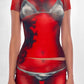 Sexy Fashion Bikini Print 2 Piece Set Woman O-Neck Short Sleeve Crop Tops+Mini Skirts High Street Style Classic Suit