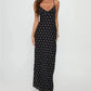 Women Long Dress Polka Dots Print V-Neck Sleeveless Cami Dress Summer Fashion Spaghetti Strap Bodycon Maxi Dress