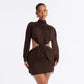 Mesh Sheer Long Sleeve Cut Out Mini Dress Woman Clothing Elegant Sexy Autumn Winter Dresses 2026