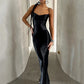 Elegant Satin Backless Maxi Dress For Women Gown Summer Spaghetti Strap Sleeveless Night Club Party Long Dress Vestido