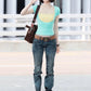 T-Shirt+Camisole 2Piece Set Women Trend Hottie Low-Neck Short Sleeve Stretch Fashion Casuals Classic Party Streetwear