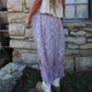 Summer Vacation Floral Baggy Capri Joggers Sheer Lace Hem Elastic Waist Loose Beach Casual Pants Two Tone Floral Print