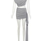 Irregular Ruched 2 Piece Set Women Summer Tank Tops+Side Ribbon Skirts Stretch Matching Casual Simple Street Outfits