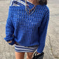 Women Retro Y2K Hollow Knit Mesh Sweater Off‑Shoulder Slouchy Oversized Pullover Long Sleeve Grunge Vintage Street Tops