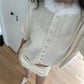 Harajuku Kawaii Furry Neck Short Sleeve Knit Crop Top Women Button Cropped Cardigan Pastel Color Soft Knit Street Outfit