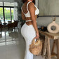 Velvet Y2K Sexy 2 Piece Set Women Vacation Ruched Plait Camisole+Hollow Skirts Bandage Beach Party Skinny Clubwear