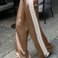 Women Satin Silk Lace Trim Pants Y2k High Street Elastic Waist Wide Leg Pj Lounge Boxer Bottoms Trendy Causal Trousers