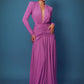 Women Glitter Maxi Evening Dress Deep V Neck Long Sleeve Ruched High Slit Formal Party Dress For Wedding Guest Prom