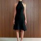 Women Halter Neck Backless Midi Dress Hollow Out Back Tie‑Up Ruffle Hem Mermaid Dress Latin Dance Party Evening Dresses