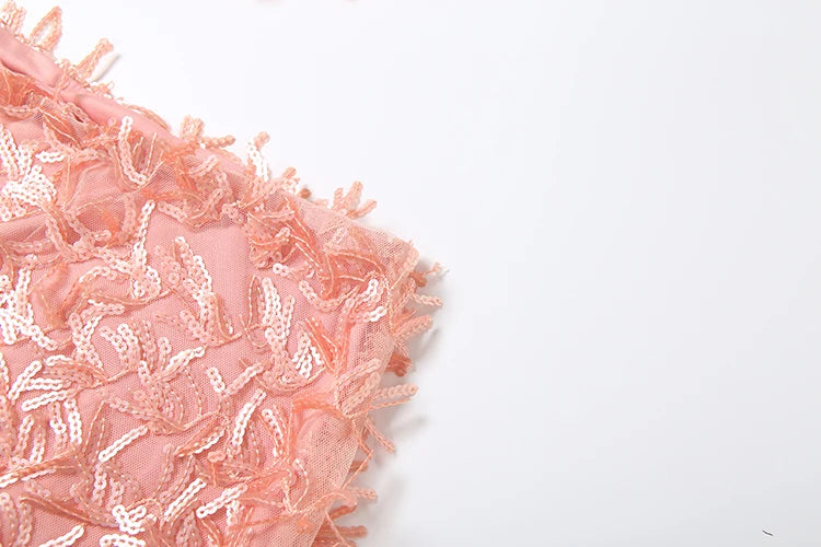 Sequin Tassels 2 Piece Set Women Sexy Swing Collar Tank Tops+Peach Hip Skits Midnight Summer Birthday Party Clubwear