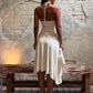 Patchwork Jacquard Simple 2-Piece Set Women Halter Bandage Backless Vest+Irregular Hem Folds Skirt Elegant Party Suit