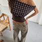 Backless Polka Dot Crop Tops Women Vest Fashion Summer New Oblique Shoulder Sleeveless Tank Tops Pullovers Female