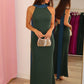 Women Elegant Halter Maxi Dress Sleeveless High Neck Mermaid Evening Party Dress Bodycon Club Ribbon Formal Prom Gown