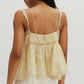 Coquette Lace Trim Tiered Ruffle Camisole Women Spaghetti Strap Babydoll Cami Top for Casual Streetwear Vacation