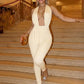 Sexy Backless Jumpsuits Woman Halter Deep V-Neck Sleeveless Skinny Peach Hip Midnight Club Party Fashion Overalls
