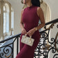 Half High Collar Sleeveless Knit Maxi Dress For Women Fashion Solid Bodycon Sexy Pleated Long Knitted Sweater Dress