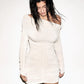 Inclined Shoulder Long Sleeve Sexy Mini Dress For Women Autumn New Fashion Backless Ruched Bodycon Party Sexy Dress