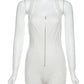 Stretch Fitness Romper Women  2025 Summer Zip Halter Sporty Hipster Backless Sleeveless Playsuit Casual Trend Outfits