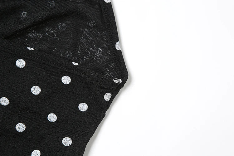 See Through Tank Tops Women V-Neck Halter Bandage Backless Polka Dot Print Street Sexy Daily Skinny Basic Wild Vest