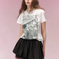 Trendy Cotton T-Shirt with Poster Print, Cool Graphic Tee for Women, Streetwear Casual Tops for Daily Outfit